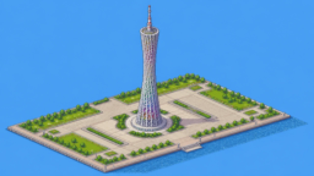 广州 · 广州塔 · 地图比例尺俯视